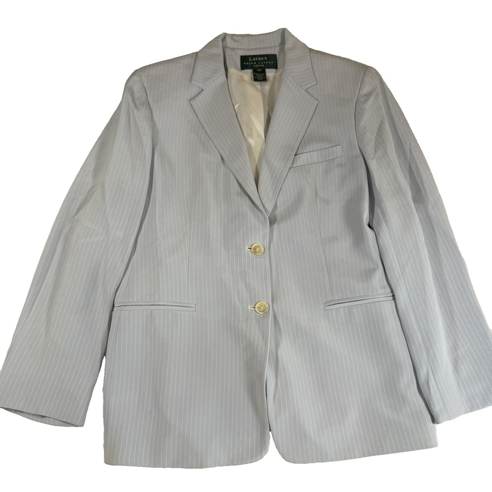 Lauren Ralph Lauren Blue Silk Blazer Womens 12P Stripe
